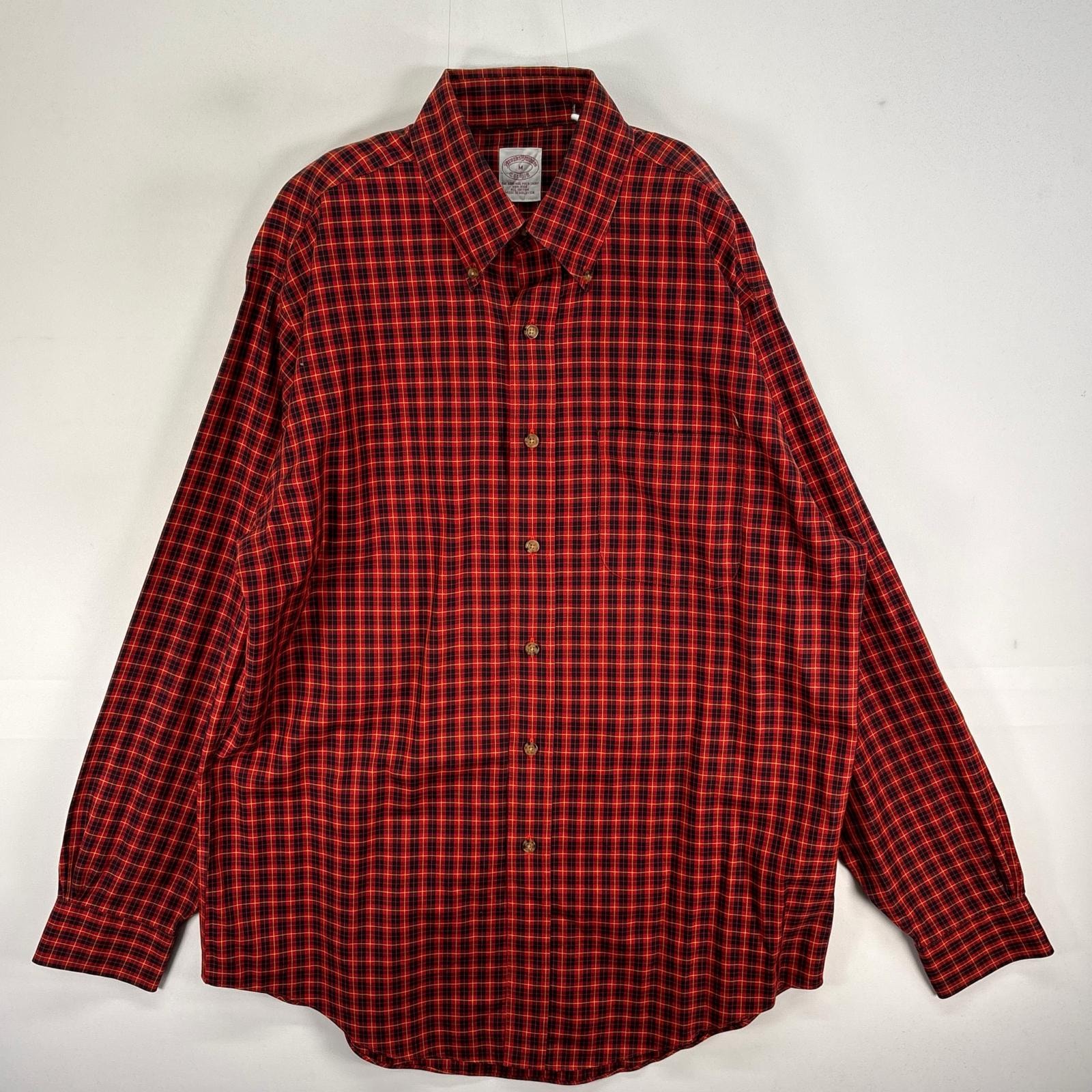 古着 ブルックスブラザーズ Brooks Brothers 長袖シャツ チェック 胸ポケ ボタンダウン M オレンジ系 マルチカラー メンズ