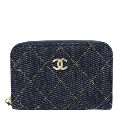 シャネル CHANEL クラシック ジップ コインパース AP0216 マトラッセ 財布 ウォレット コインケース デニム ブルー 未使用