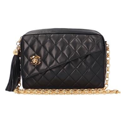 シャネル チェーンショルダー ショルダーバッグ ラムスキン ブラック レディース CHANEL 中古 シャネル