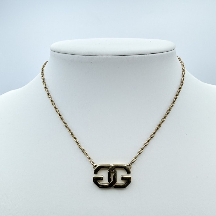 GIVENCHY(ジバンシィ)GGロゴ ネックレス ヴィンテージ ゴールドトーン ロゴチャーム アクセサリー 全長38cm