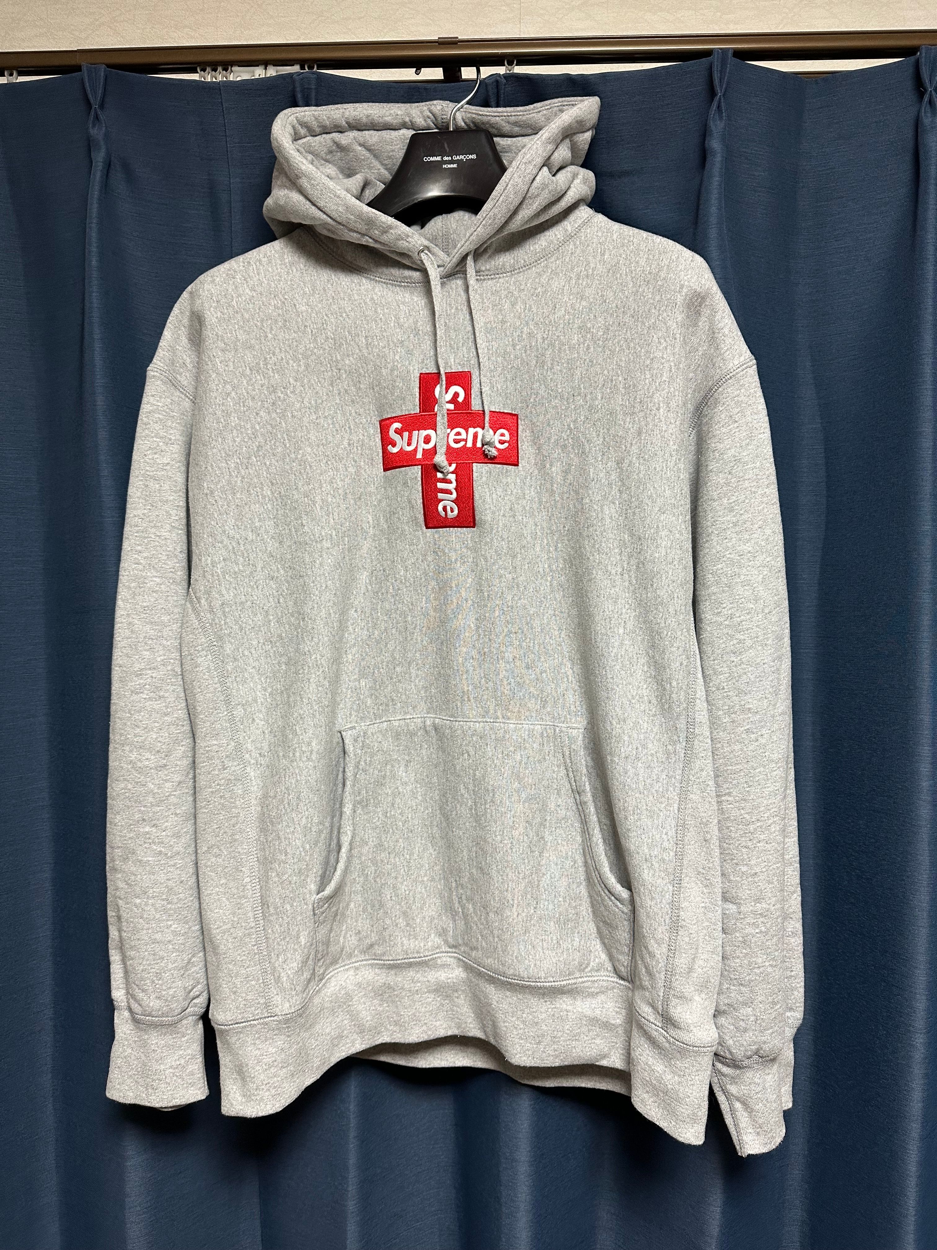 Supreme Cross Box Logo Hooded Sweatshirt "Grey"