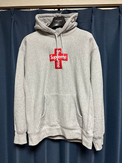 Supreme Cross Box Logo Hooded Sweatshirt "Grey"
