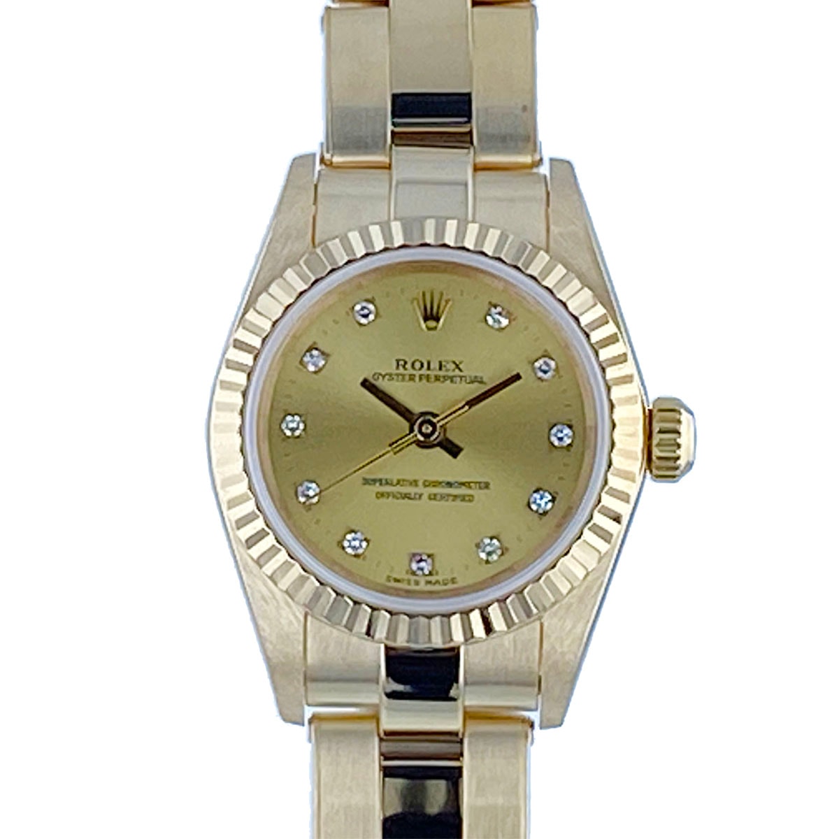 ROLEX ロレックス オイスターパーペチュアル 11P 18K ゴールド 腕時計 76189G K18ゴールド 自動巻き  レディース【中古】