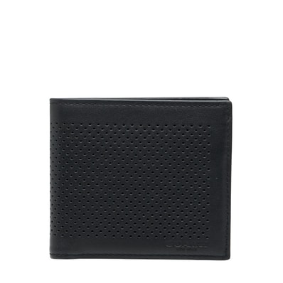 コーチ パンチング 二つ折り財布 ブラック レザー メンズ COACH 中古
