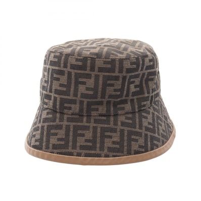 フェンディ FENDI ズッカ バケット ハット 帽子 コットン ポリエステル レディース ブラウン系 【中古】