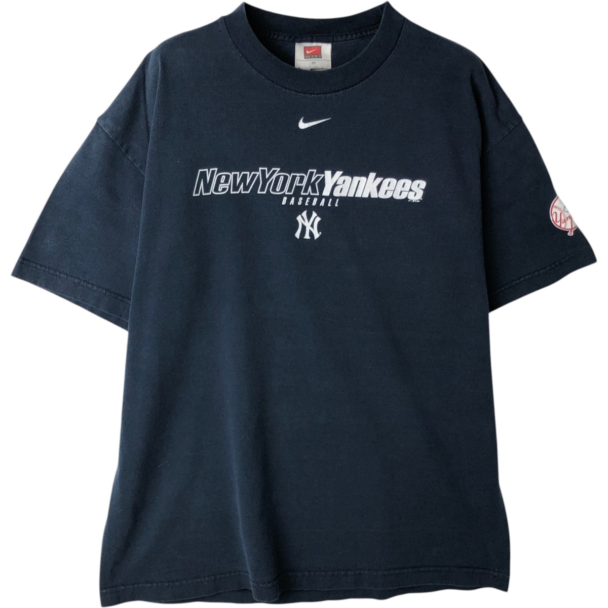 古着 00年代 ナイキ NIKE TEAM MLB NEW YORK YANKEES ニューヨークヤンキース ロゴプリントTシャツ メンズM相当/eaa629704