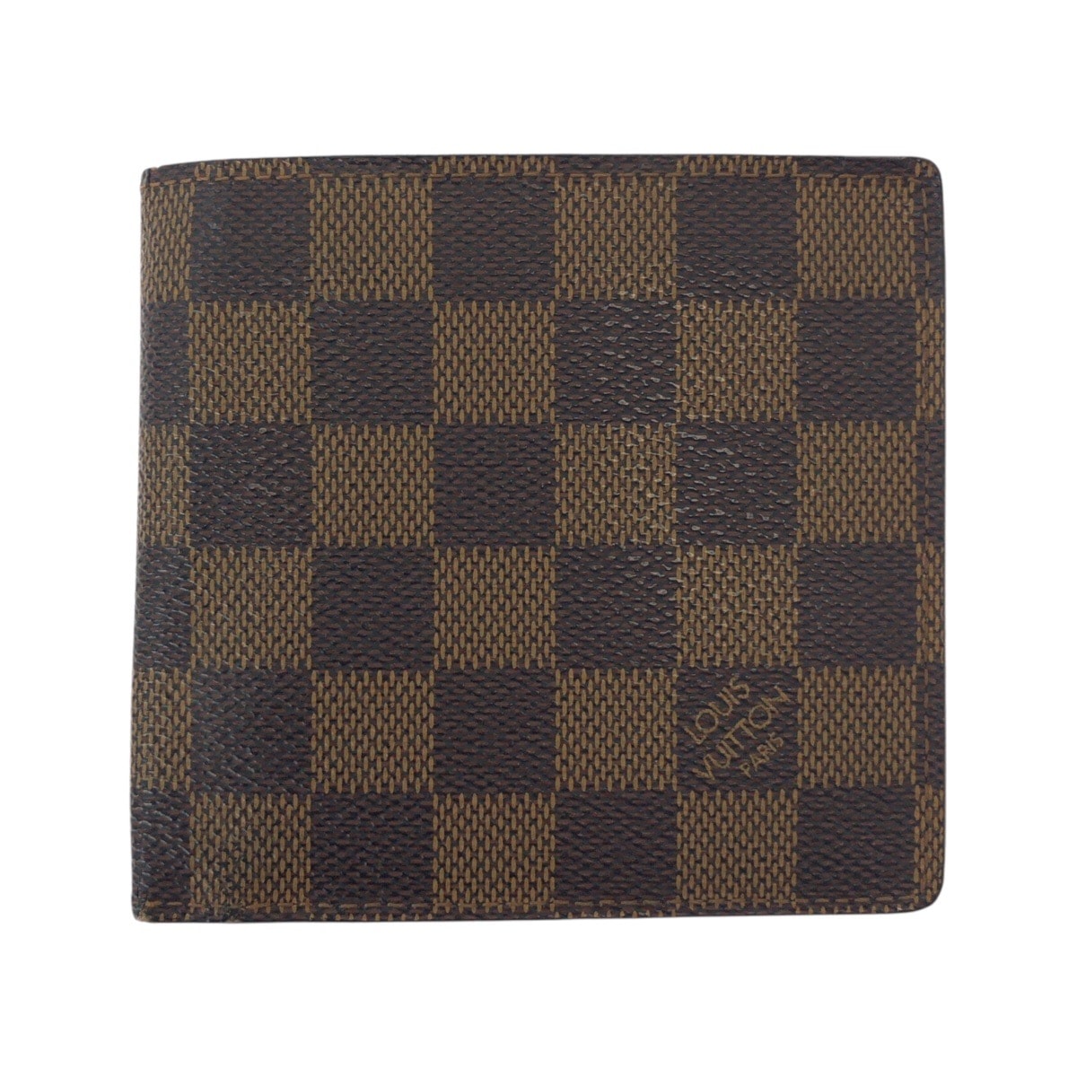 LOUIS VUITTON ルイヴィトン ダミエ ポルトフォイユ・マルコ ブラウン ダークブラウン ゴールド金具 PVC 折財布 コンパクトウォレット 603383 【中古】