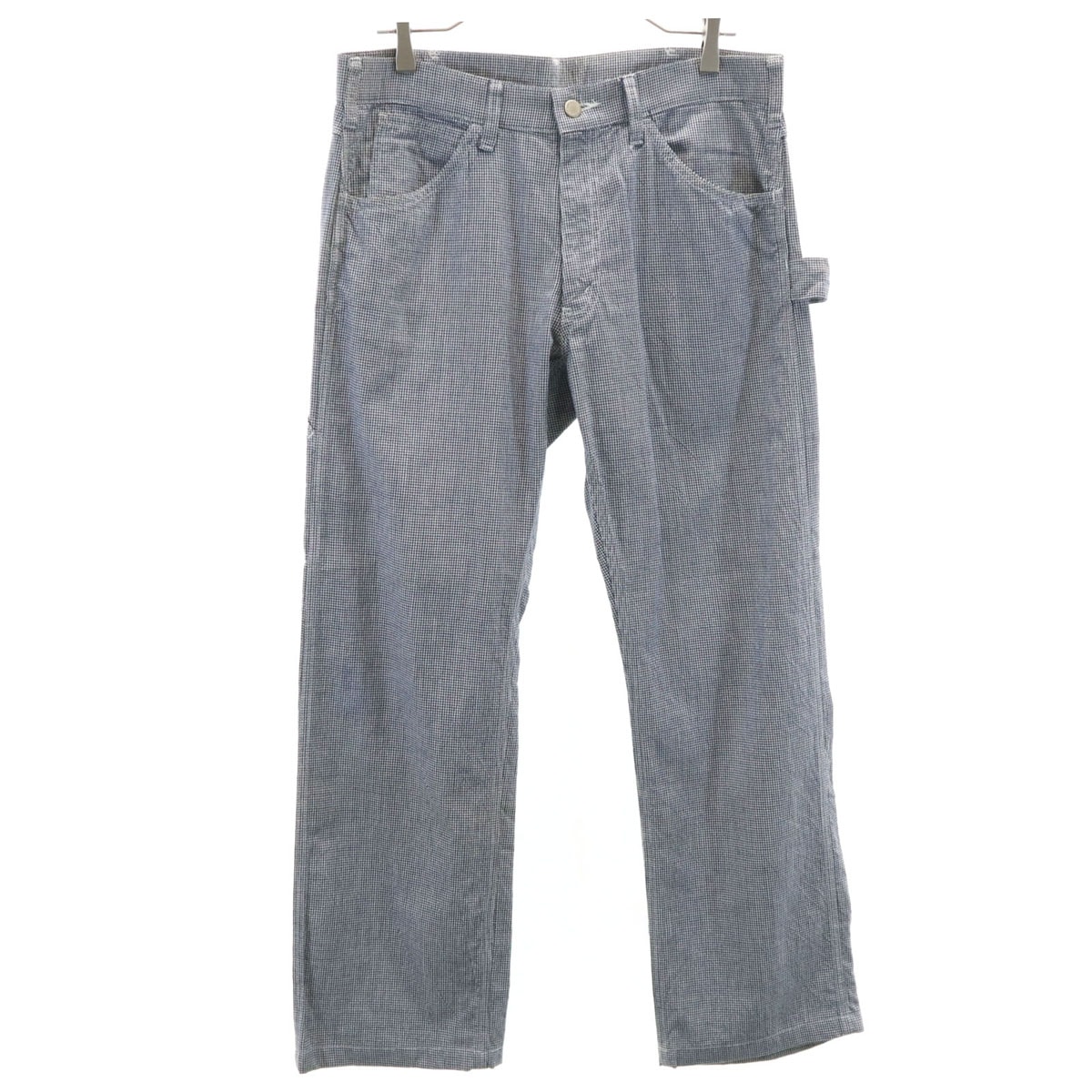 COMME des GARCONS HOMME コムデギャルソンオム 2008年 日本製 ハウンドトゥース柄 ペインターパンツ M ネイビー 千鳥格子