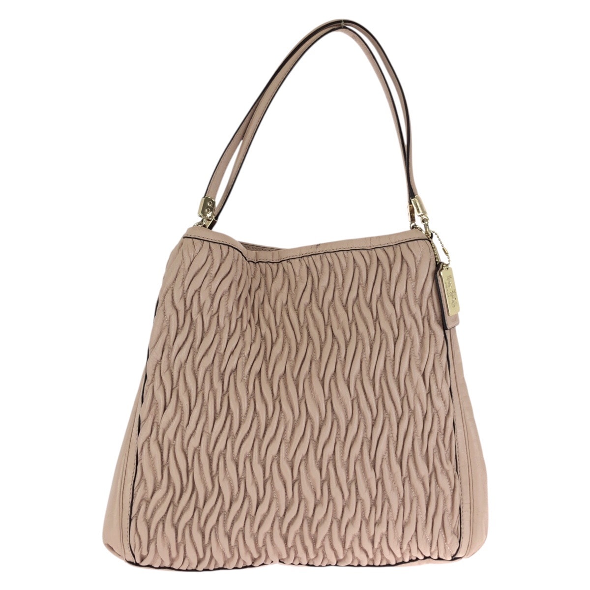 美品 COACH コーチ マディソン ギャザード ツイスト レザー フィービー ピンク ゴールド金具 レザー ショルダーバッグ トートバッグ 602659 【中古】