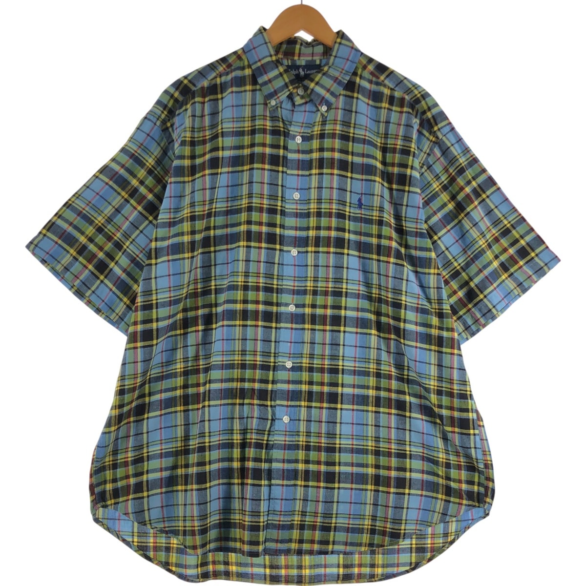 古着 ラルフローレン Ralph Lauren BLAKE 半袖 ボタンダウン チェックシャツ メンズXL相当/eaa560454