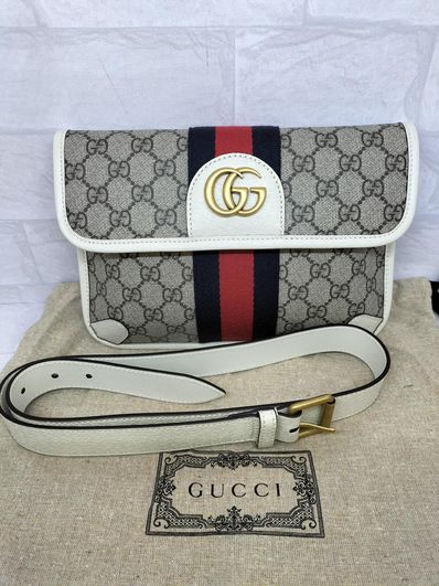 GUCCI Ophidia Belt Bag GG Supreme Canvas "Beige/Whiite"