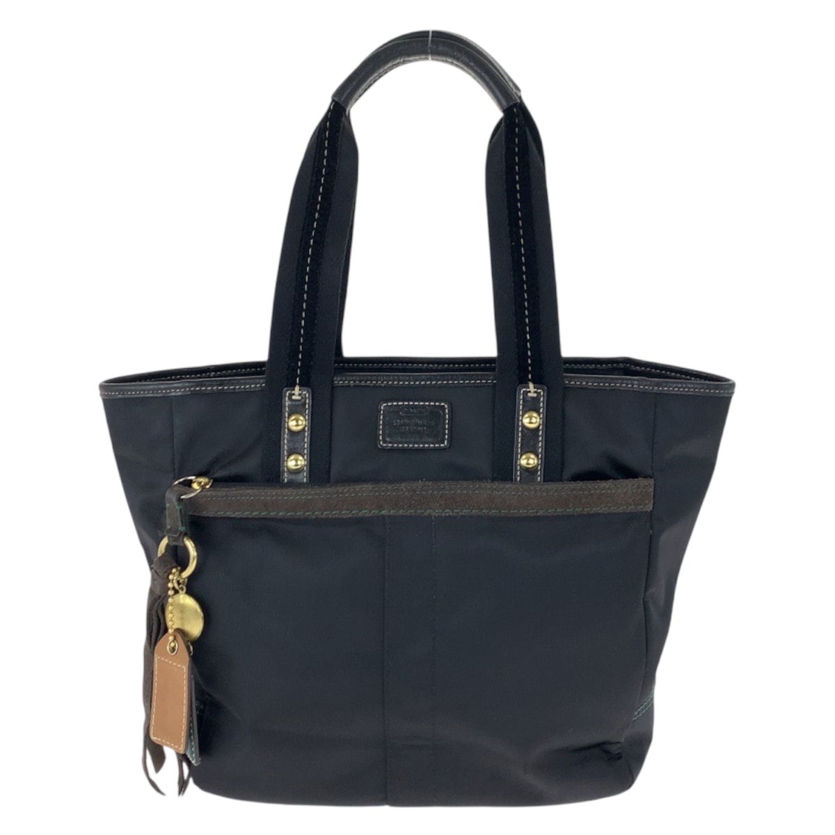 美品 COACH コーチ ハンプトンズウィークエンド ブラック 黒 ゴールド金具 ナイロン レザー/ トートバッグ ショルダーバッグ 603665 【中古】