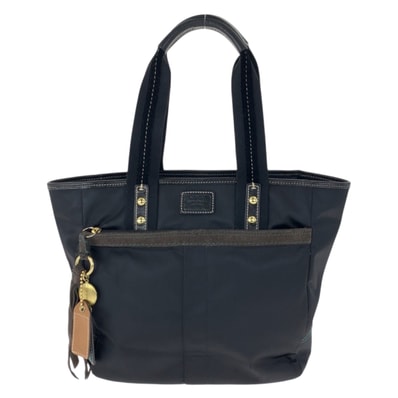美品 COACH コーチ ハンプトンズウィークエンド ブラック 黒 ゴールド金具 ナイロン レザー/ トートバッグ ショルダーバッグ 603665 【中古】