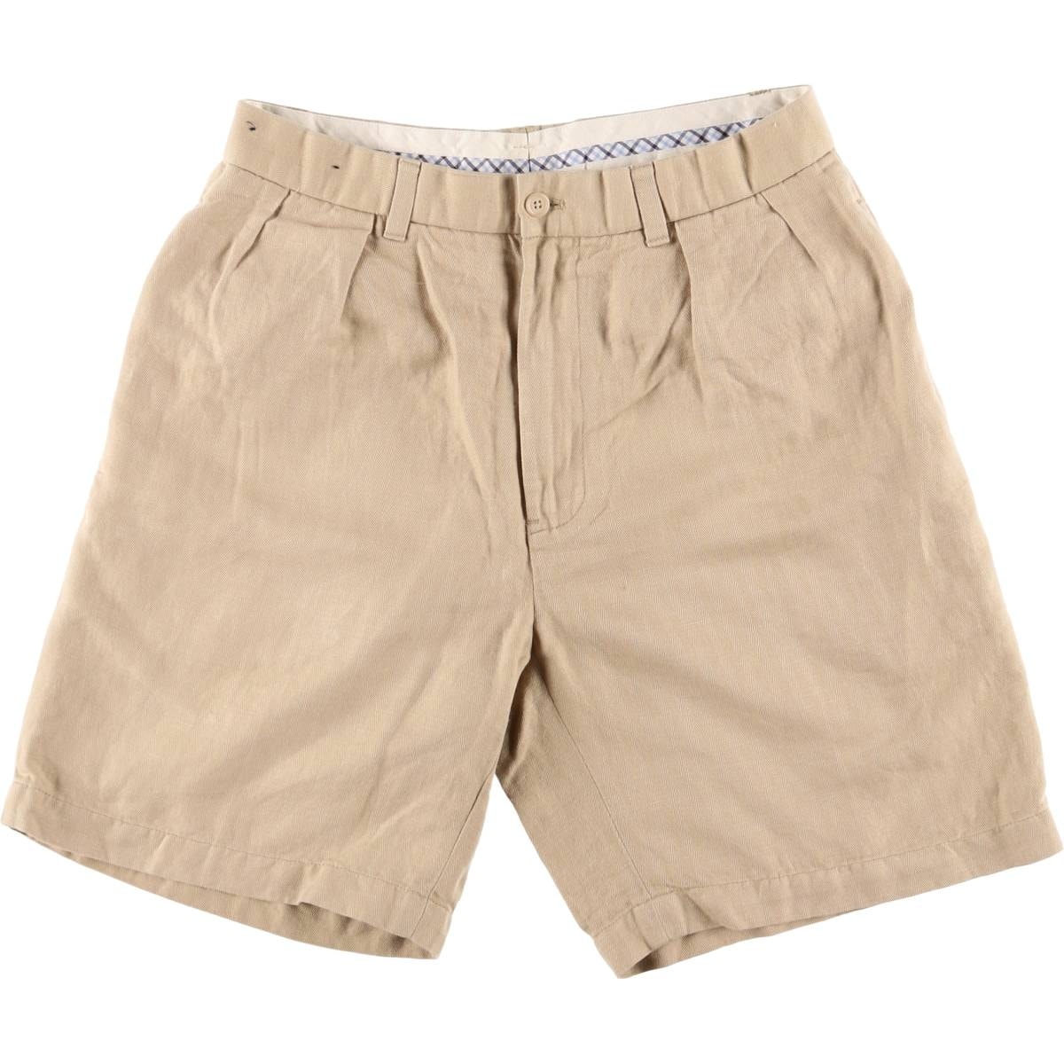古着 ラルフローレン Ralph Lauren POLO GOLF ポロゴルフ FAIRWAY SHORT ツータック ヘリンボーン リネンショーツ ショートパンツ メンズw31相当/eaa548969