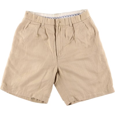 古着 ラルフローレン Ralph Lauren POLO GOLF ポロゴルフ FAIRWAY SHORT ツータック ヘリンボーン リネンショーツ ショートパンツ メンズw31相当/eaa548969