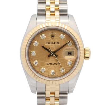 ロレックス ROLEX デイトジャスト 10Pダイヤ G番 腕時計 時計 K18(イエローゴールド) ステンレススチール ダイヤモンド レディース ゴールド系 シャンパン/コンピューター/新ダイヤ 179173G 【中古】