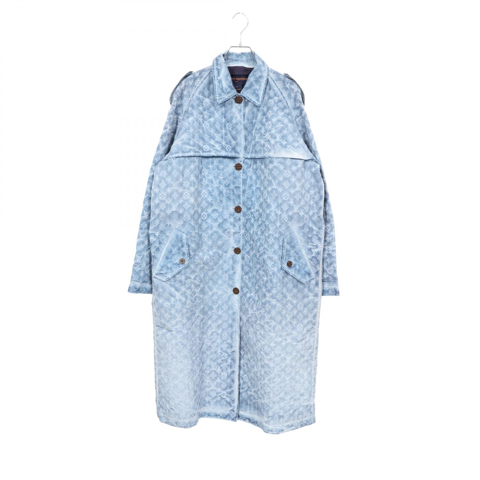 ルイ・ヴィトン LOUIS VUITTON モノグラム ステンカラーコート 衣料品 アウター シルク ポリエステル レディース ブルー系 FHC017PAY 【中古】
