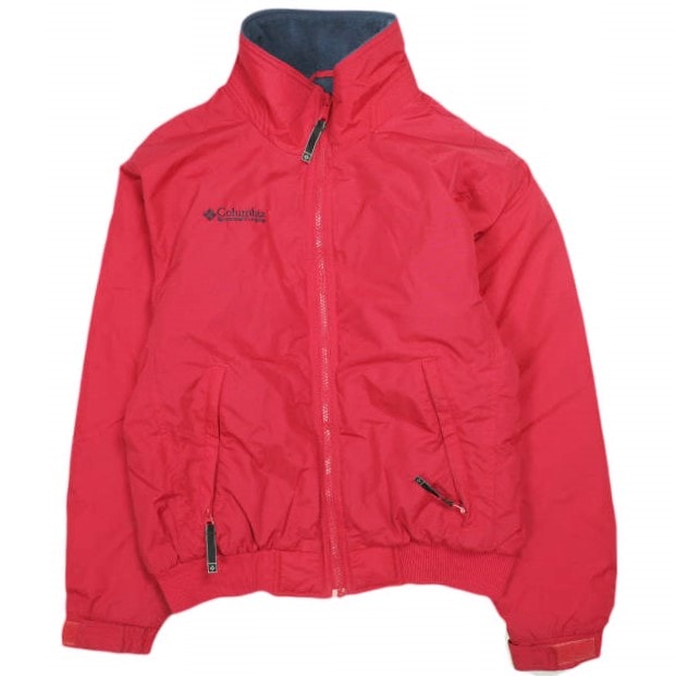 Columbia コロンビア フリースライニング ナイロンジップアップジャケット 208 PM3479 M RED リブ 中綿 ブルゾン アウター g24268