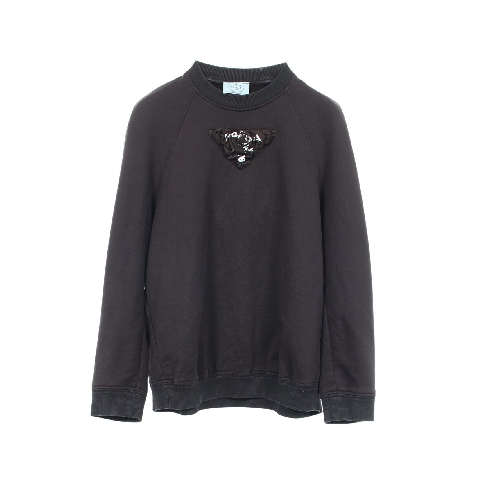 プラダ PRADA ローズトライアングルロゴ スウェット 衣料品 トップス コットン レディース ブラック系 134627 S211 1YSE 【中古】
