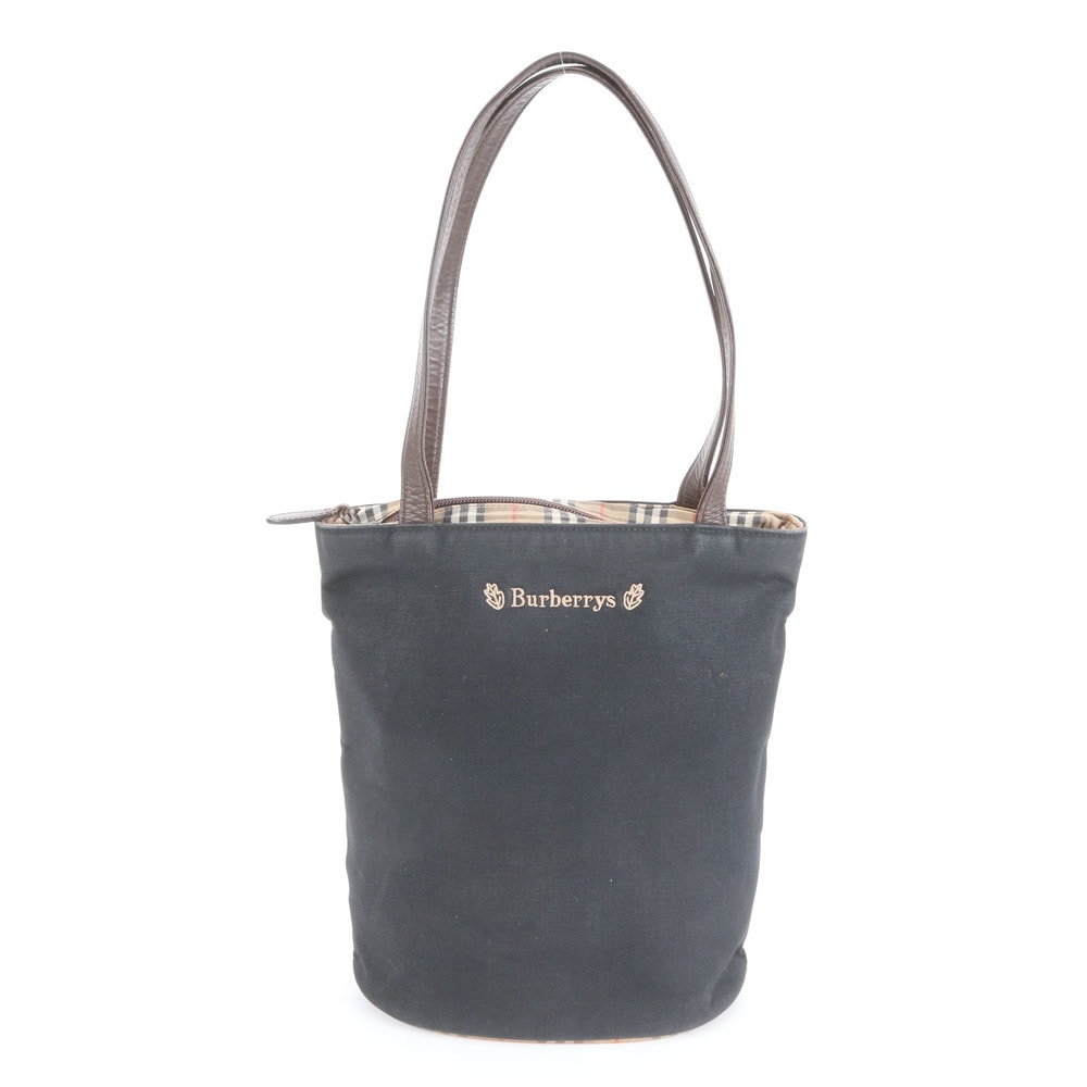 ■極美品 バーバリー ノバ チェックトート バッグ レザー×キャンバス