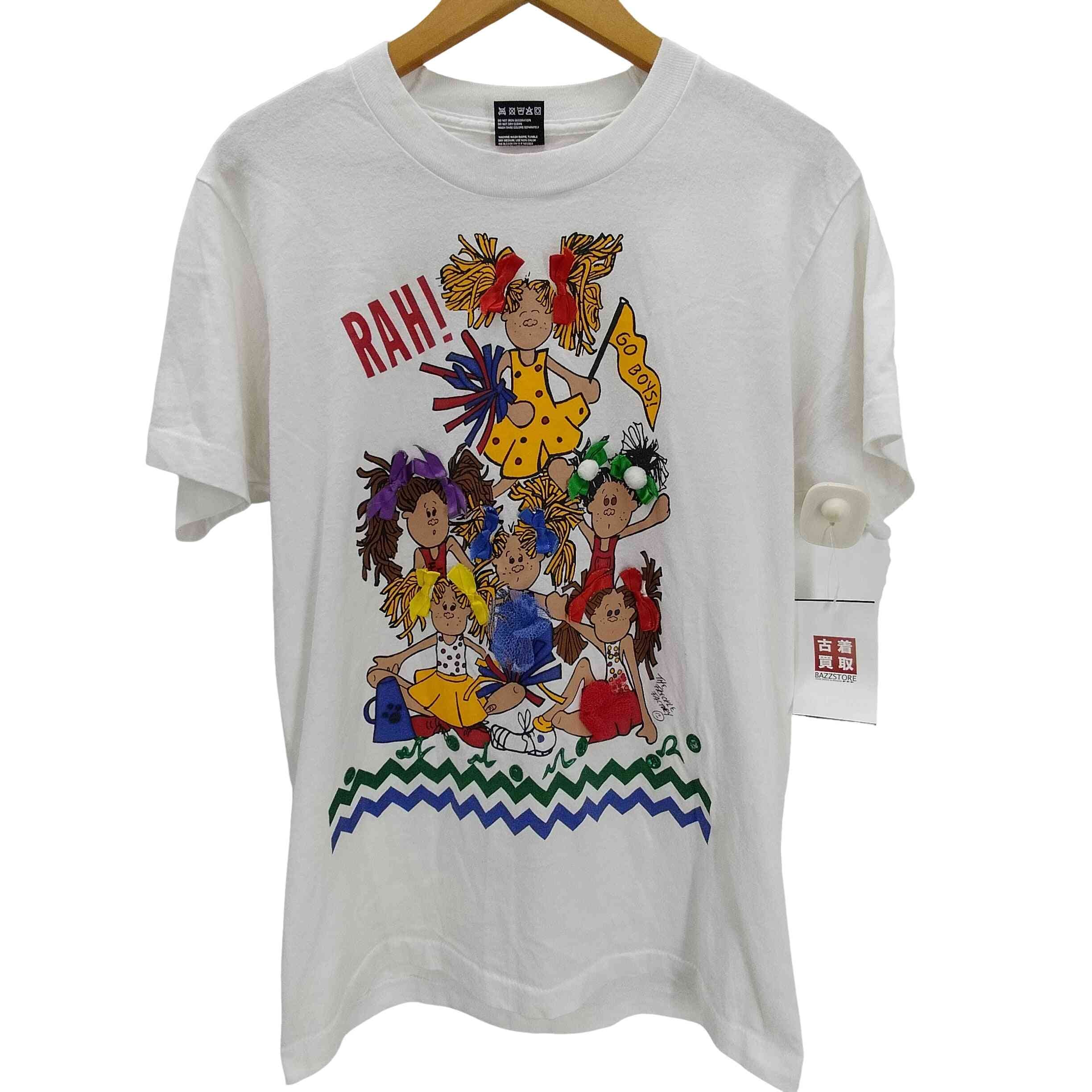 BEST 90S USA製 キャラクター プリント リボン ボタン 装飾付き S/S Tシャツ シングルステッチ【1139988407804】
