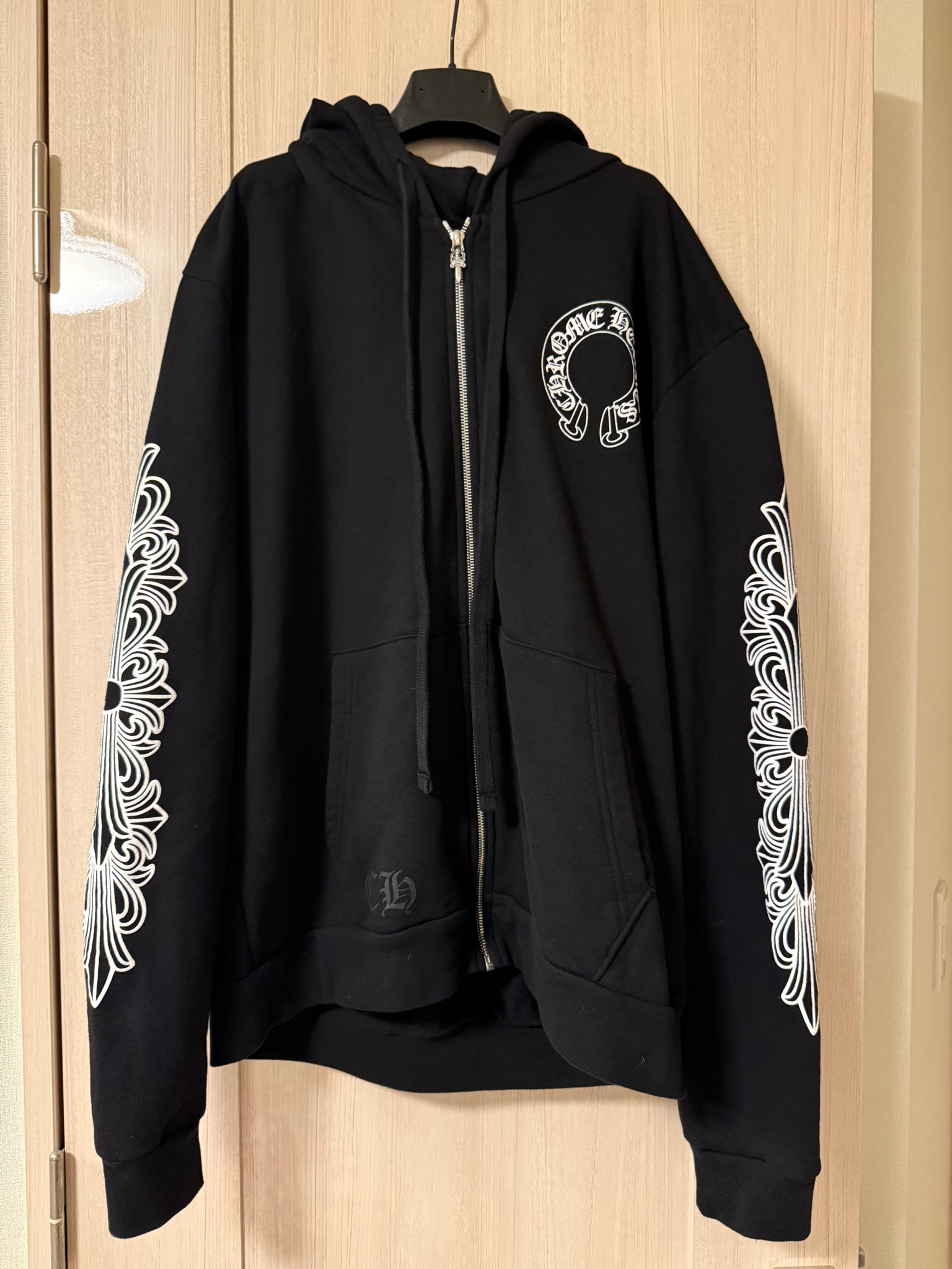 Chrome Hearts Horseshoe Floral Cross Fleece Zip-Up Hoodie "Black"