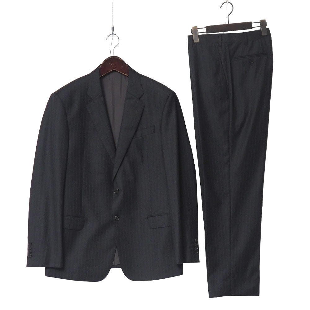 ■美品■GIORGIO ARMANI ジョルジオアルマーニ スーツ サイズ52 ストライプ テーラード ブレザー シングル スラックス ブランド古着【中古】20260226/RA8171