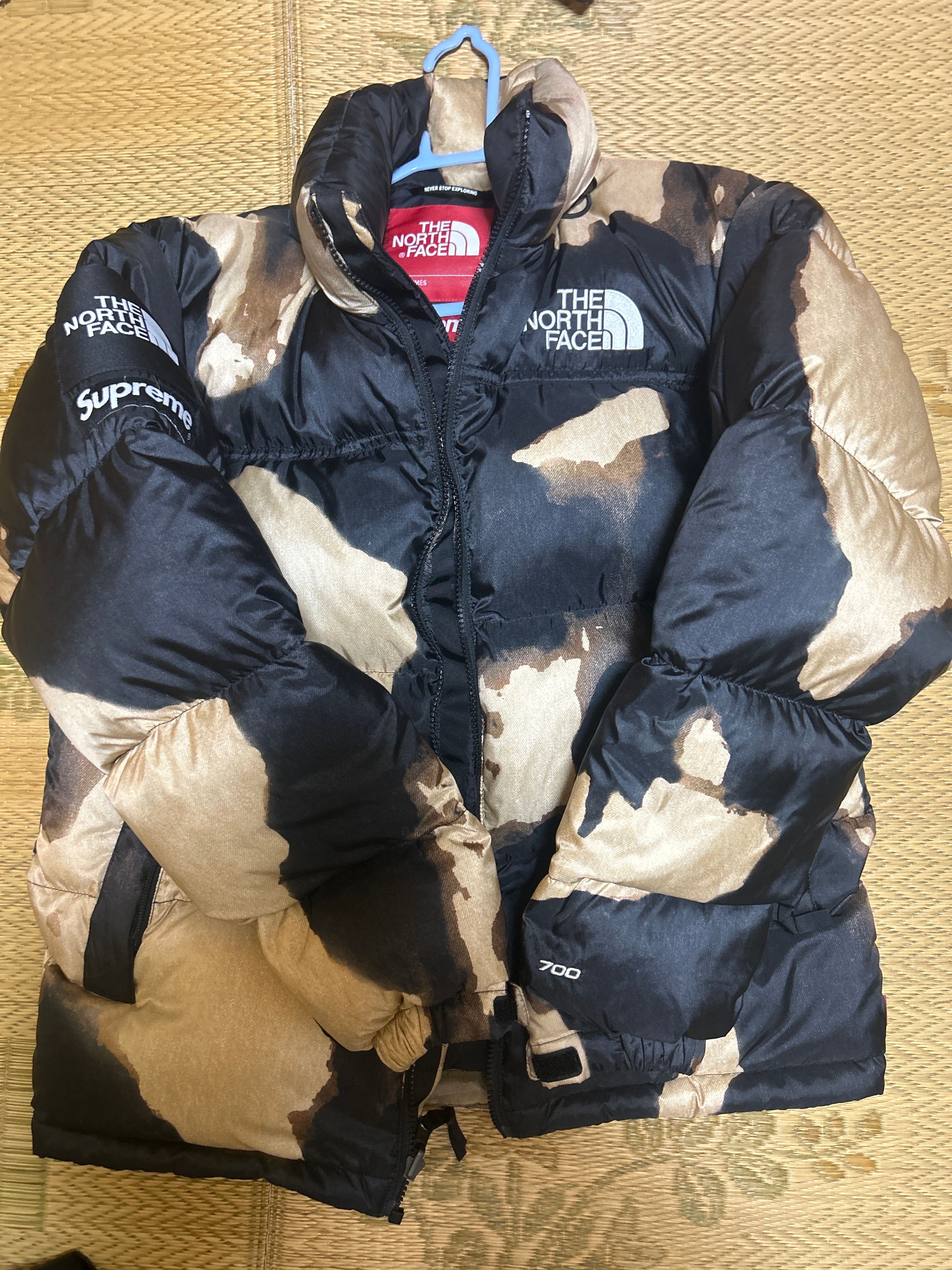 Supreme x The North Face Bleached Denim Print Nuptse Jacket "Black"
