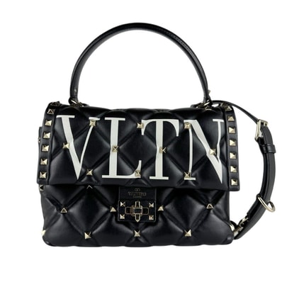 ヴァレンティノ ガラヴァーニ Valentino Garavani ハンドバッグ ショルダーバッグ ロックスタッズ レザー/メタル ブラック/ホワイト/ゴールド レディース【中古】 z9364