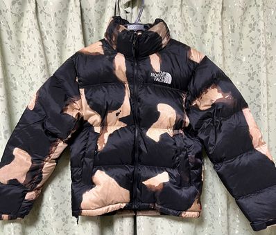 Supreme x The North Face Bleached Denim Print Nuptse Jacket "Black"