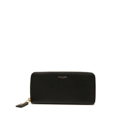 サンローラン ラウンドファスナー 長財布 603060 ブラック レザー レディース SAINT LAURENT 【中古】