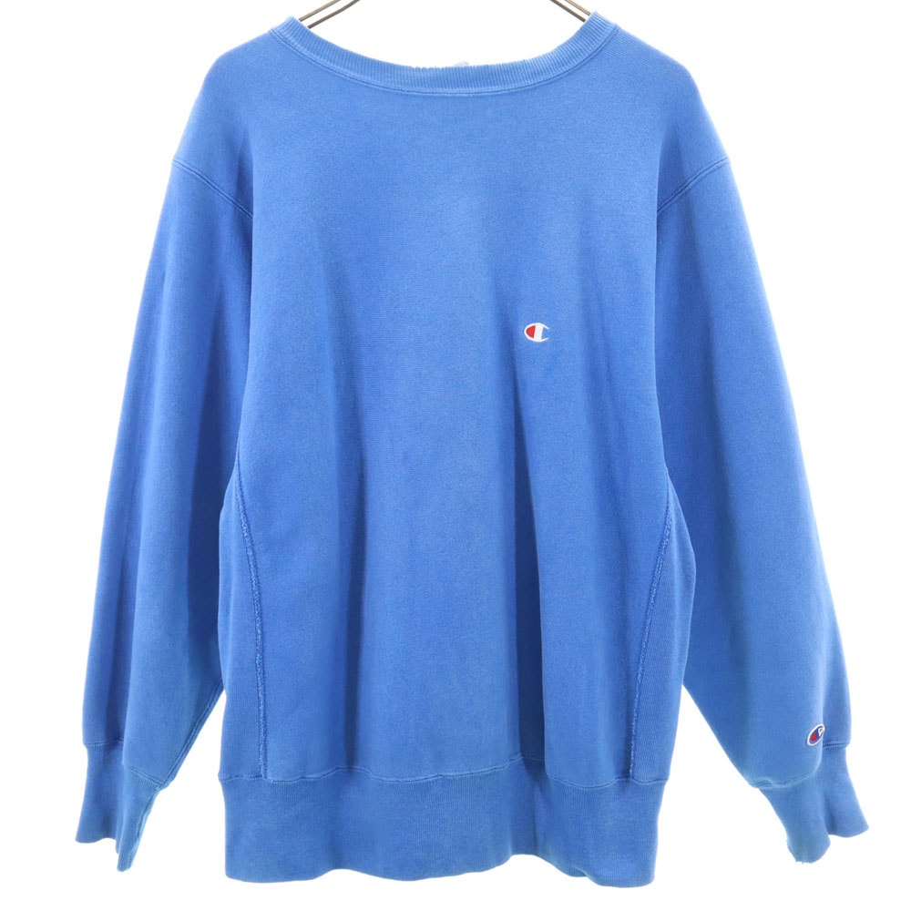 Champion チャンピオン 90s リバースウィーブ USA製 オールド 刺繍タグ 長袖 スウェット トレーナー L ブルー系 REVERSE WEAVE 裏起毛