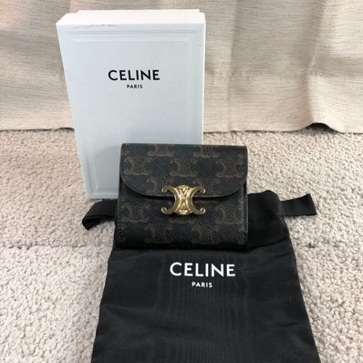 CELINE Small Triomphe Wallet in Triomphe Canvas "Tan"