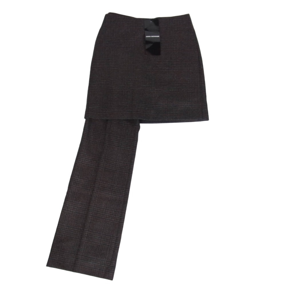 JUNYA WATANABE COMME des GARCONS ジュンヤワタナベコムデギャルソン パンツ 25AW JP-P061 カシミヤ混 レイヤードデザイン スカートドッキング ワンレングス パンツ ダークブラウン系 S【極上美品】【中古】