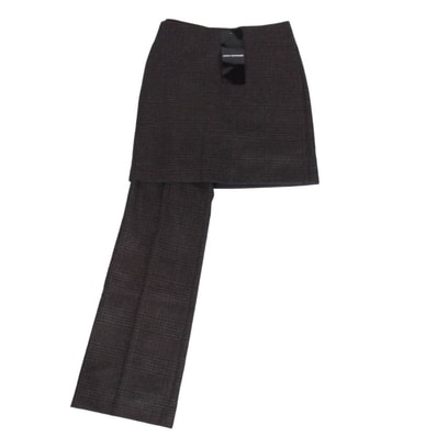 JUNYA WATANABE COMME des GARCONS ジュンヤワタナベコムデギャルソン パンツ 25AW JP-P061 カシミヤ混 レイヤードデザイン スカートドッキング ワンレングス パンツ ダークブラウン系 S【極上美品】【中古】