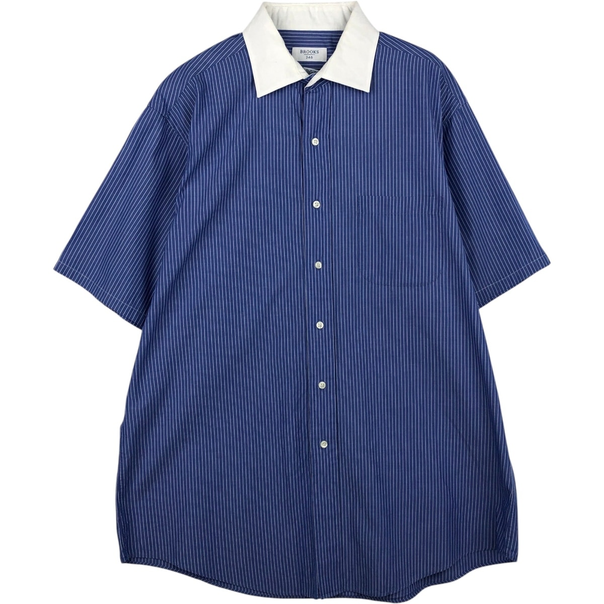 古着 ブルックスブラザーズ Brooks Brothers 346 半袖 コットン ストライプシャツ クレリックシャツ メンズL相当/eaa641397