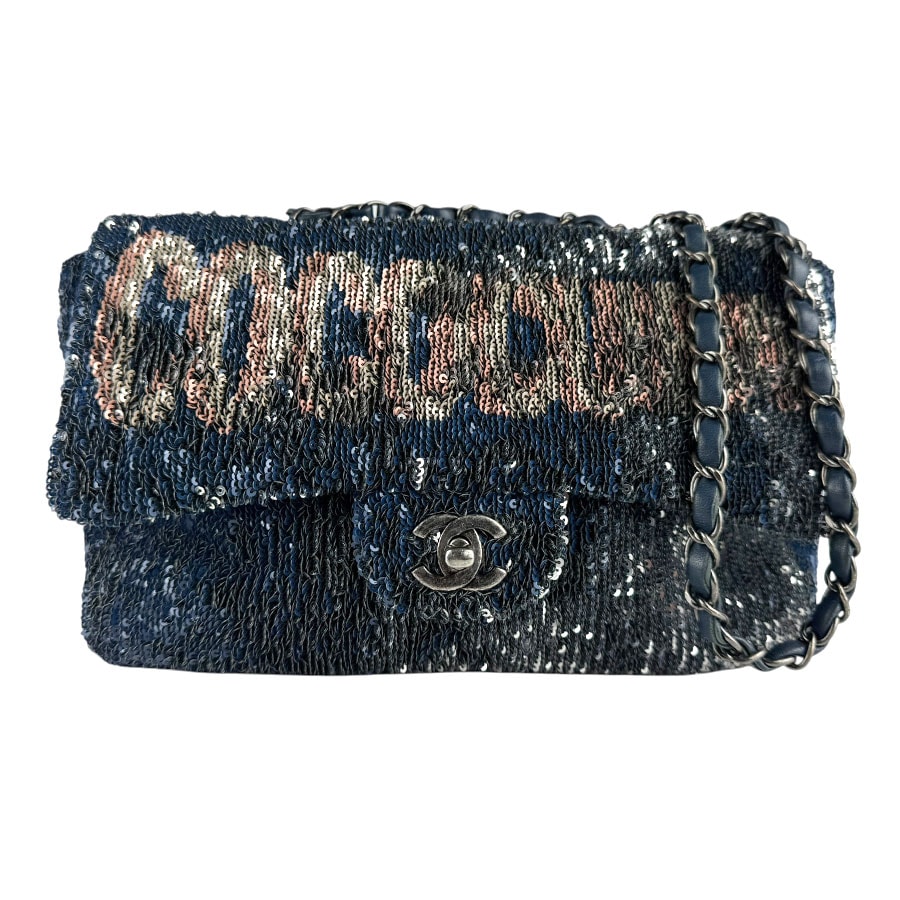 シャネル CHANEL ショルダーバッグ COCOCUBA スパンコール/レザー ネイビー レディース【中古】 z9209