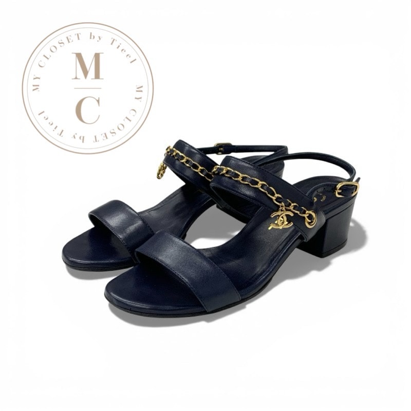 C (やや傷や汚れあり)】シャネル CHANEL サンダル 靴 シューズ レザー