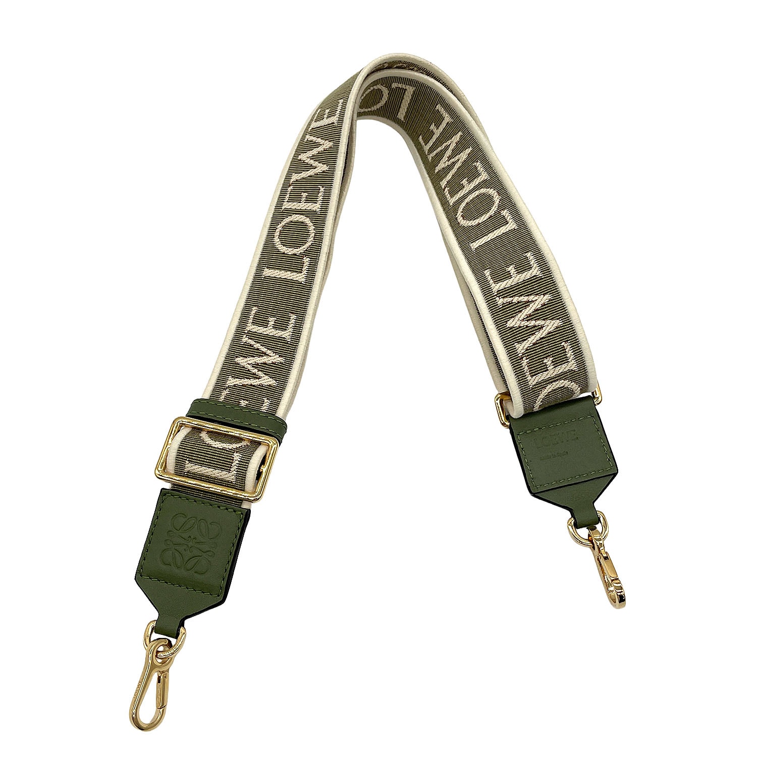 LOEWE ロエベ ショルダーストラップ アナグラム  ジャガードロゴ バッグストラップ 布 グリーン レディース 【中古】