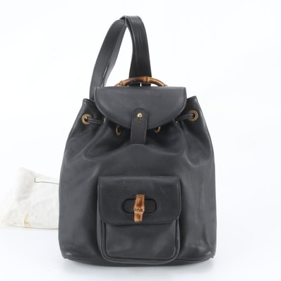 GUCCI Bamboo Leather Mini Backpack "Black"