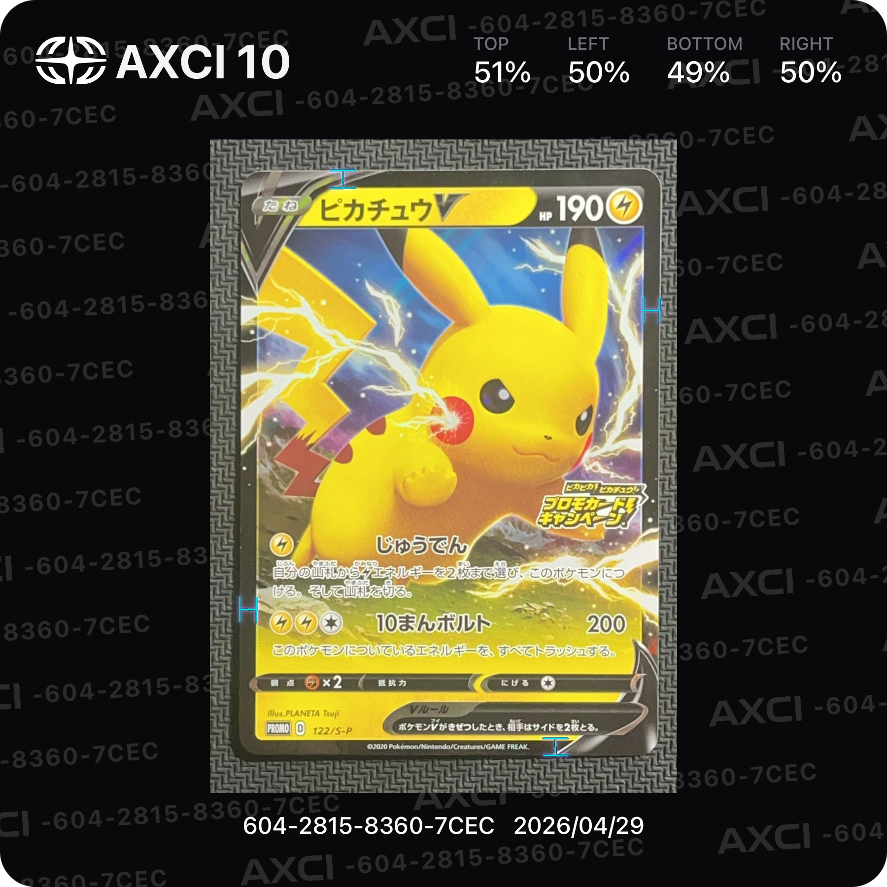 ピカチュウV: プロモ P [S-P 122](ピカピカ!ピカチュウ!プロモカードキャンペーン)