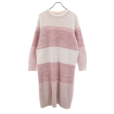 gelato pique ジェラートピケ ボーダー柄 長袖 ワンピース F ピンク ルームウェア