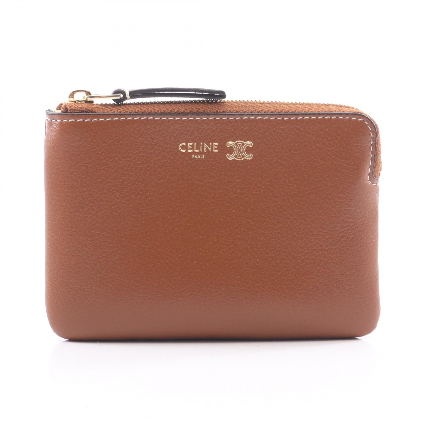 セリーヌ CELINE コインパース トリオンフ スタンプ キーリング付き コインケース 財布 レザー レディース ブラウン系 L100K2O54GHD1 【新品】