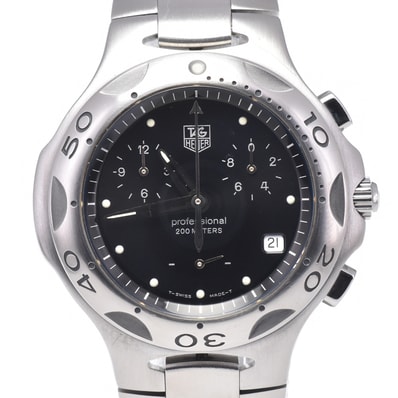 タグホイヤー TAG HEUER CL1110 キリウム デイト クロノグラフ ブラック クォーツ メンズ 美品 腕時計 E#149819