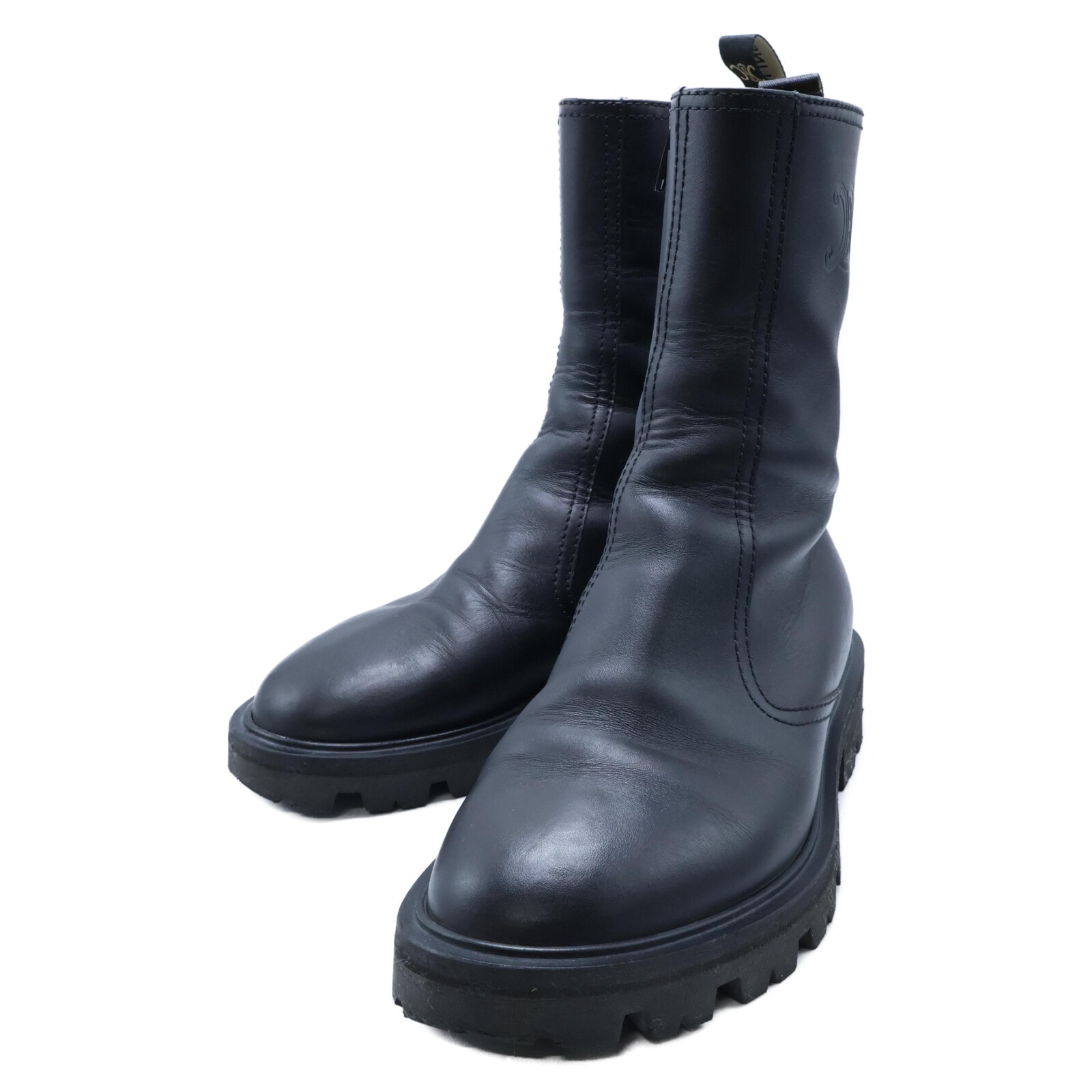 セリーヌ トリオンフ レザー サイドジップ ブーツ 37