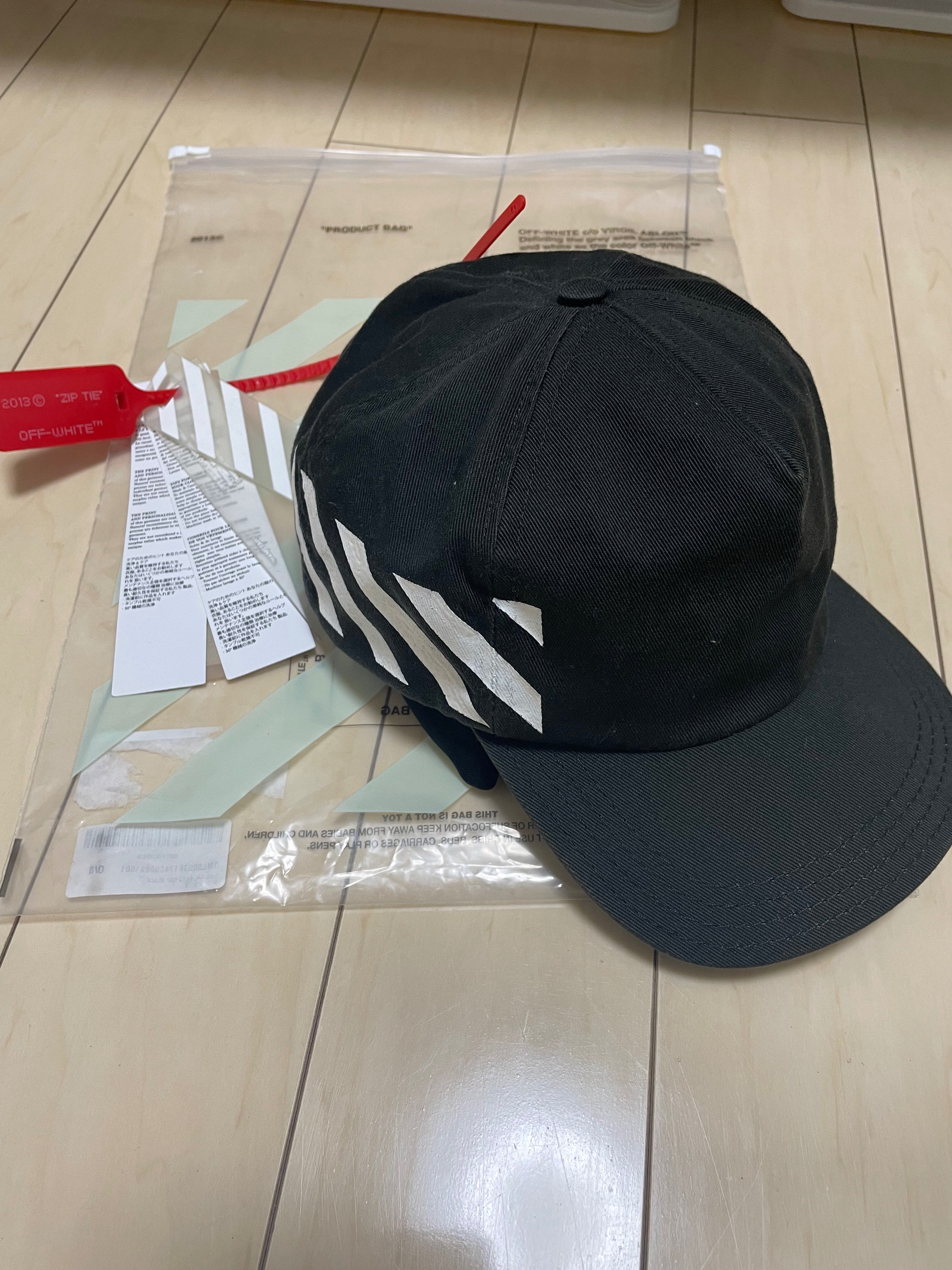 OFF-WHITE Striped Diag Canvas Hat "Black"