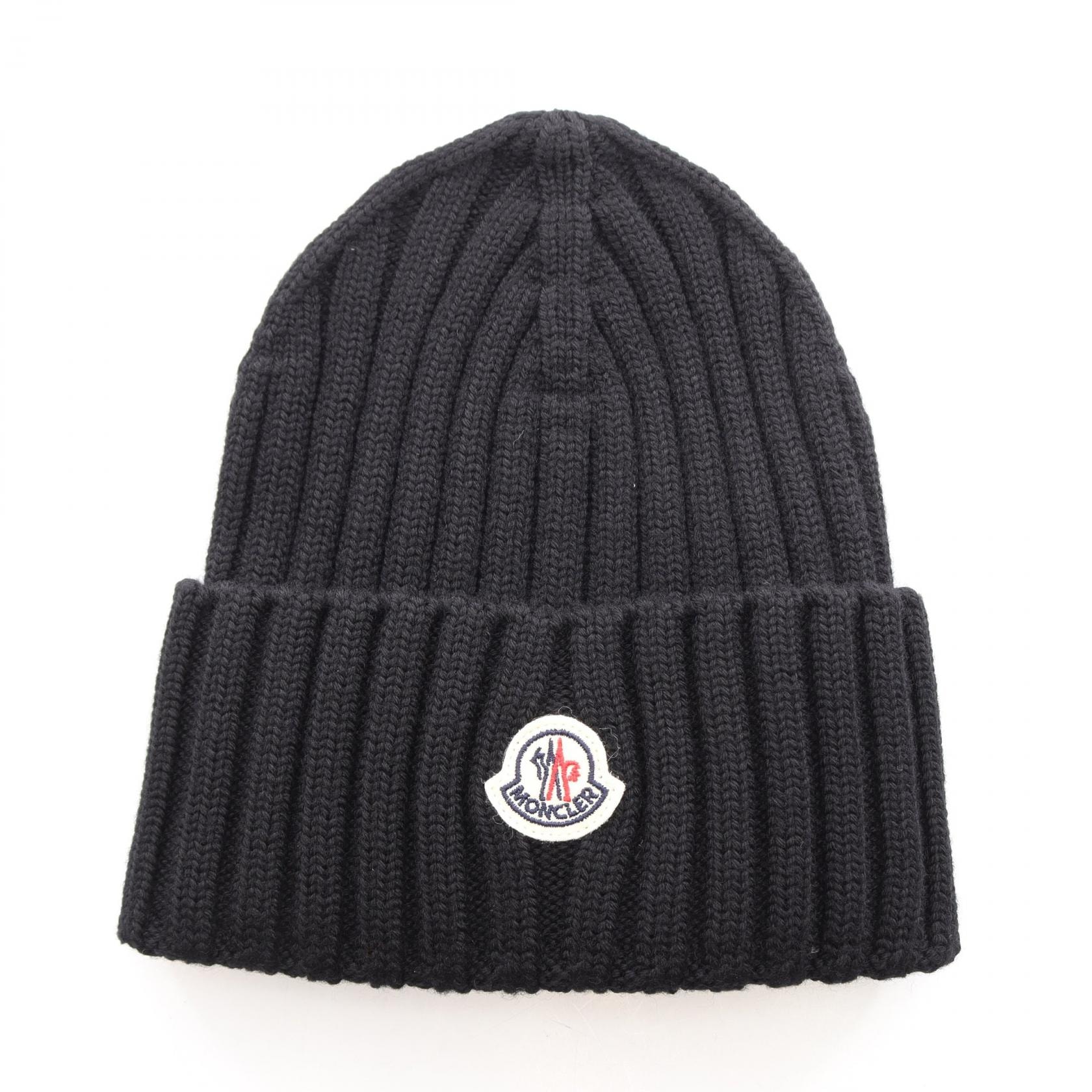 モンクレール MONCLER ロゴワッペン ニットキャップ ニットキャップ 帽子 ウール レディース ブラック系 L20933B00036999 【新品】