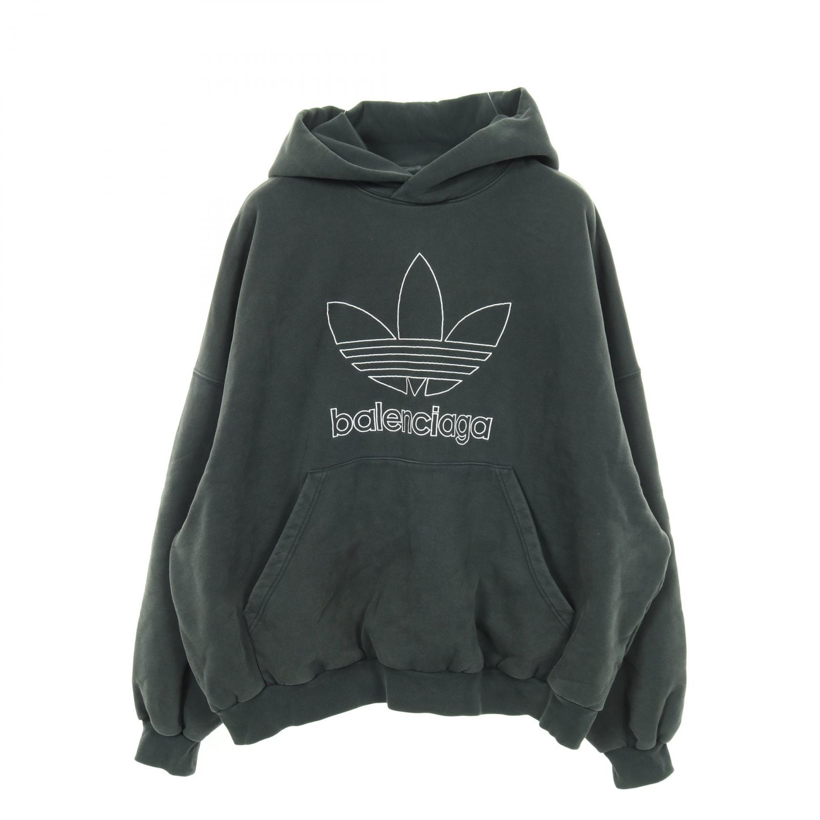 バレンシアガ BALENCIAGA BALENCIAGA × adidas オーバーサイズフーディ パーカー 衣料品 トップス コットン メンズ グリーン系 【中古】