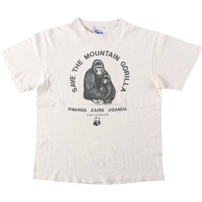 古着 80年代 ヘインズ Hanes 100% COTTON 青タグ ゴリラ柄 アニマルTシャツ USA製 レディースM相当 ヴィンテージ/eaa635578