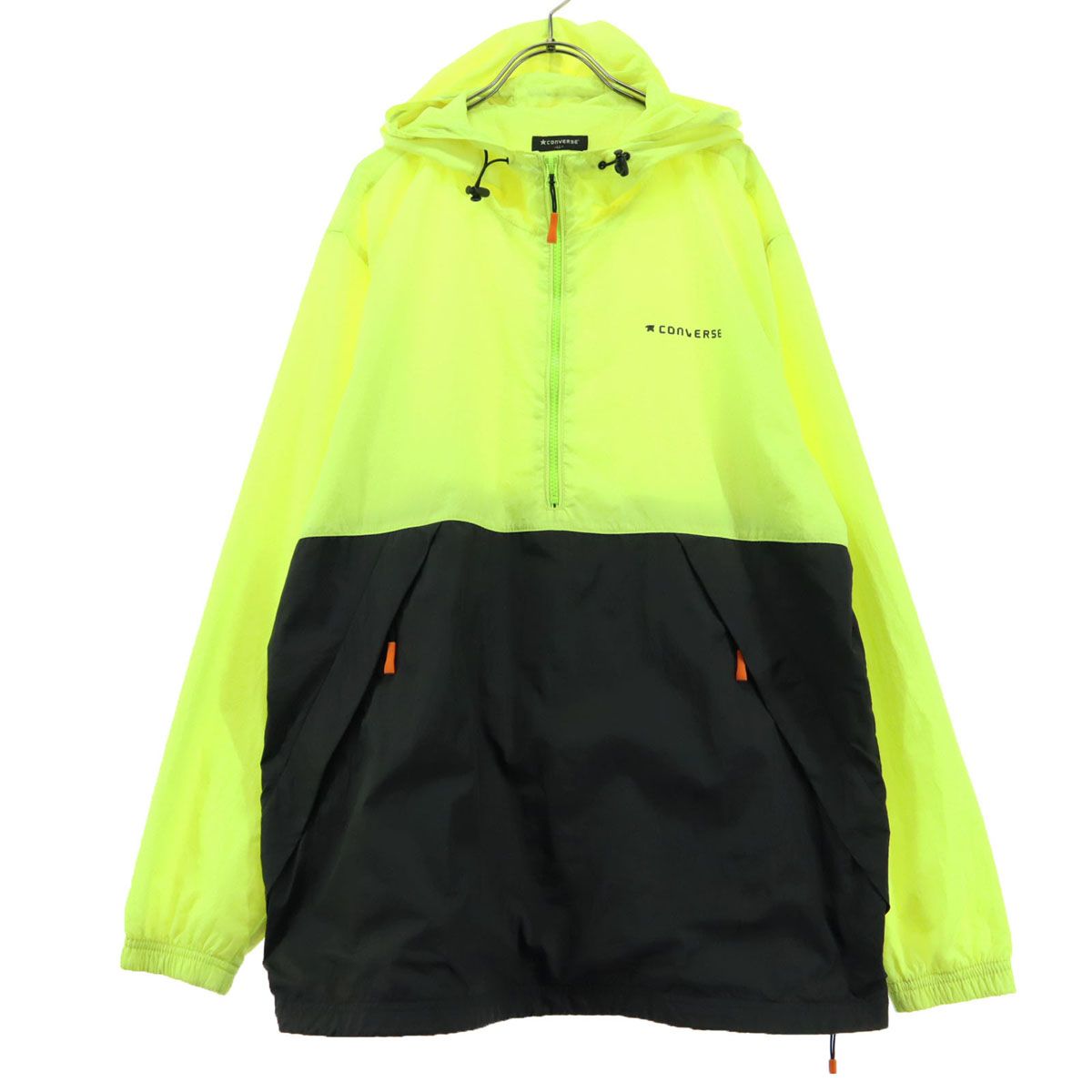 CONVERSE コンバース ツートンカラー 長袖 ウインドブレーカー LL イエロー ハーフジップ